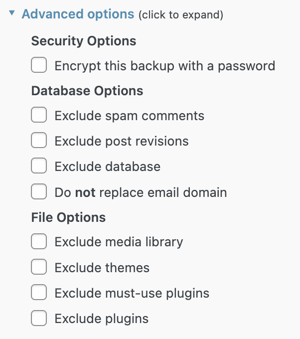 Export configurations
